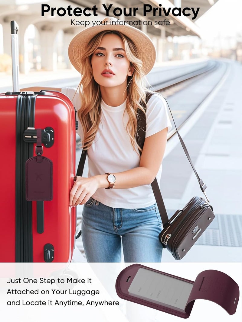 LifeChé Luggage Tags Built-in Anti-Loss Tracker, Luxury Leather Luggage Tags for Suitcase, Travel Bags, Backpacks, Travel Organizer for Lost Baggage Prevention (Rose Purple) - Image 4